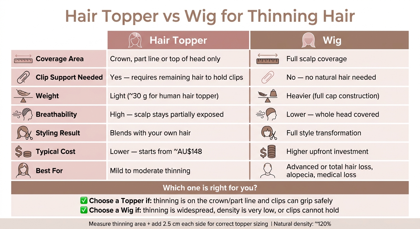 Hair Topper vs Wig for Thinning Hair: Side-by-Side Comparison