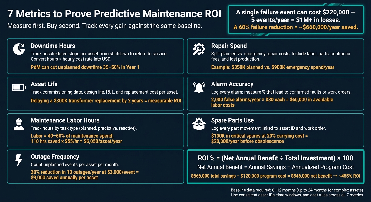 7 Predictive Maintenance Metrics: ROI Baseline Tracker