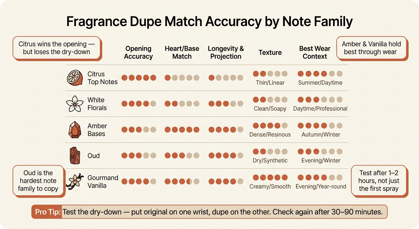 Fragrance Dupe Match Accuracy by Note Family