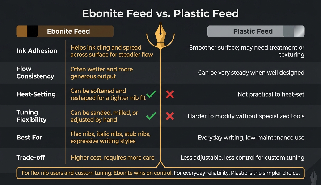 Ebonite vs Plastic Feeds: Key Differences for Fountain Pen Writers