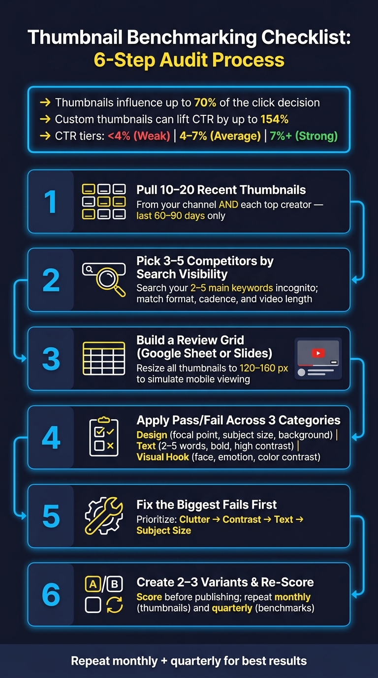 Thumbnail Benchmarking Checklist: 6-Step Audit Process