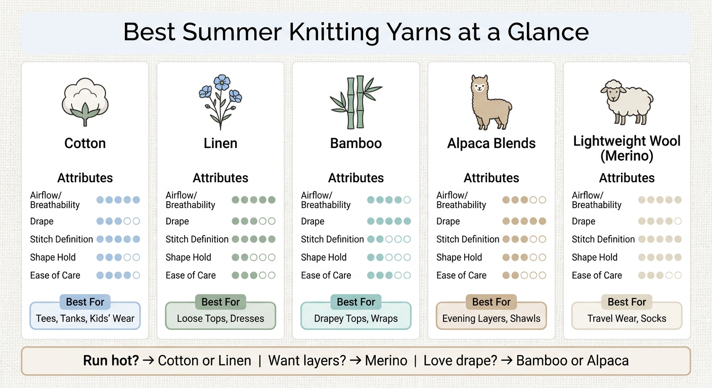 Best Summer Knitting Yarns: Fiber Comparison Guide