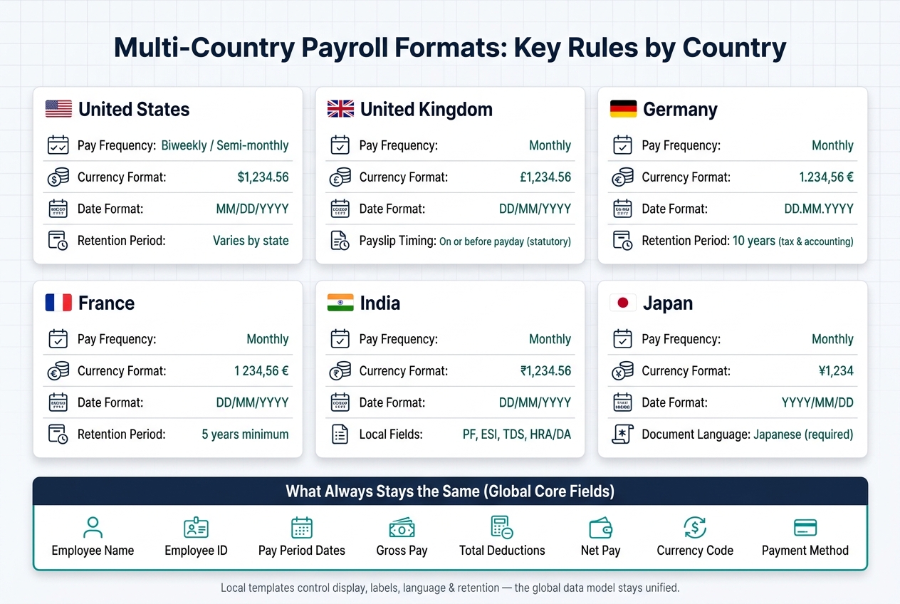 Multi-Country Payroll Formats: Key Rules by Country