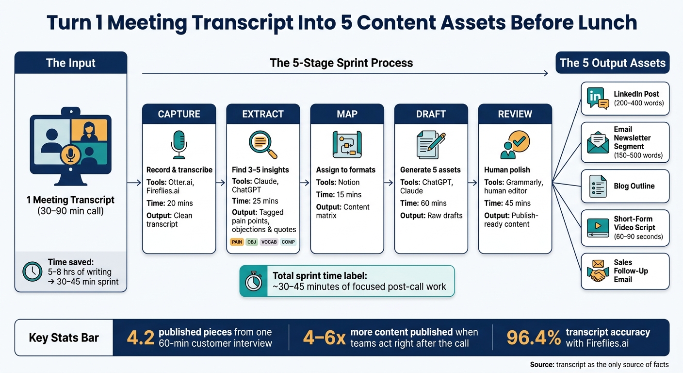 How to Turn 1 Meeting Transcript Into 5 Content Assets Before Lunch