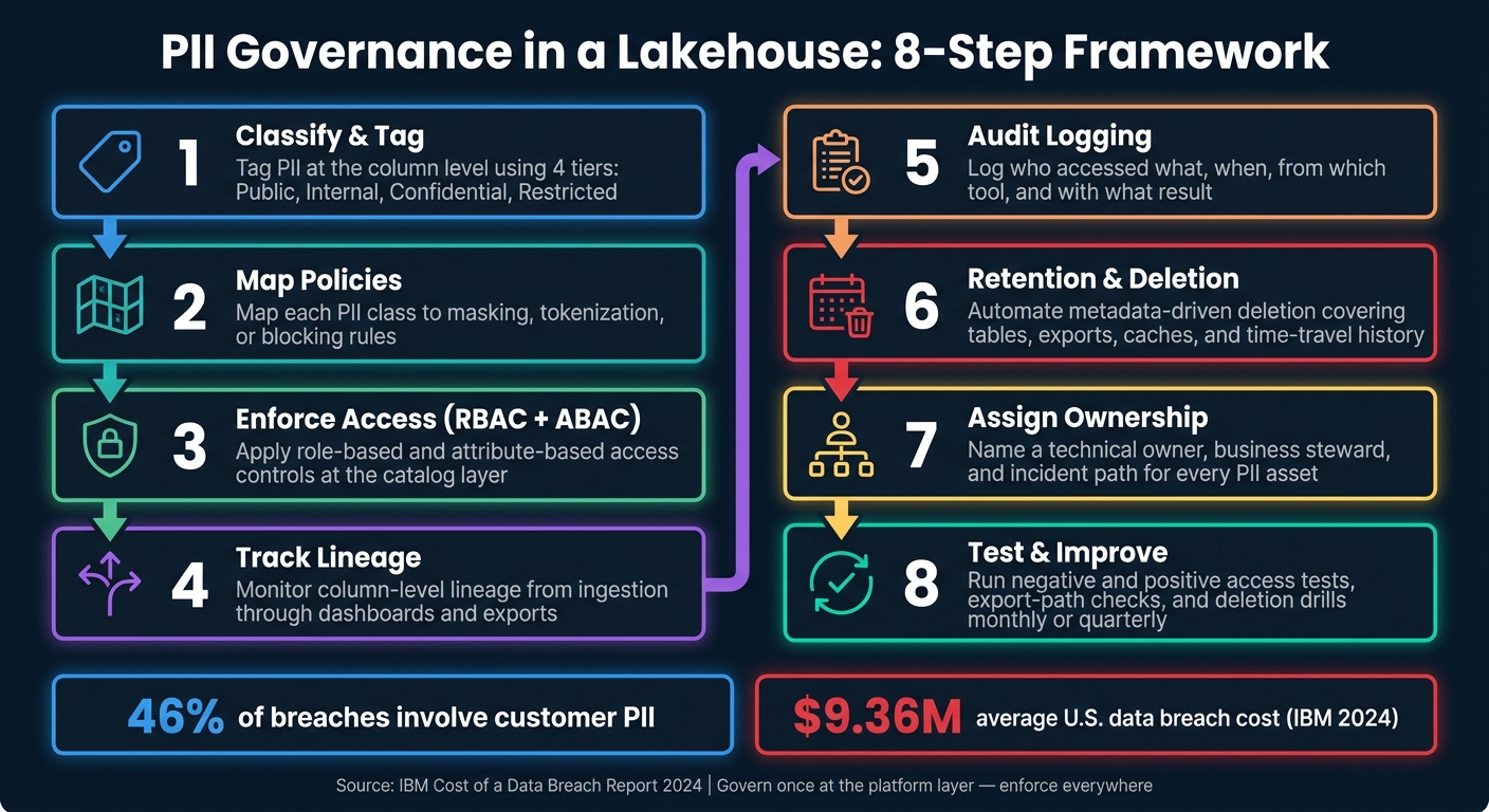 PII Governance in a Lakehouse: 8-Step Framework