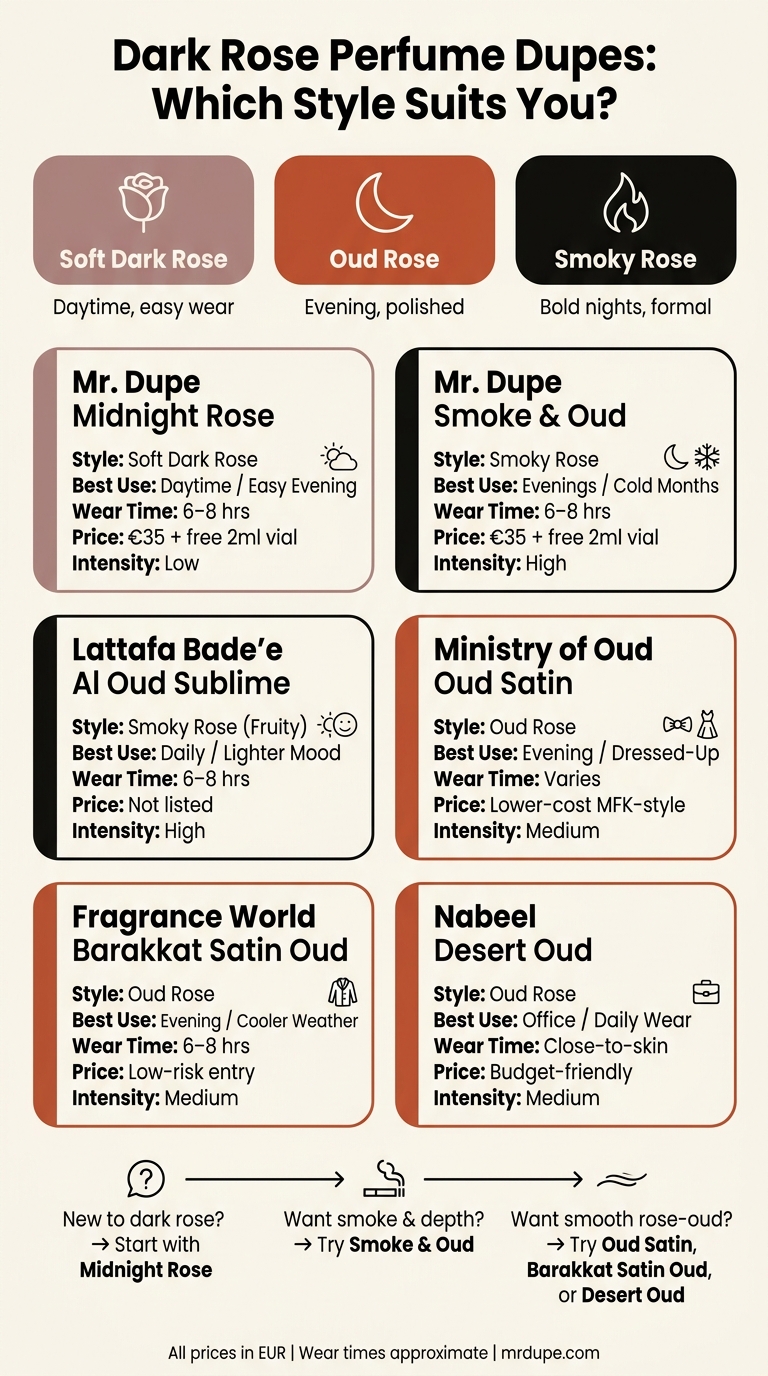 Dark Rose Perfume Dupes Compared: Style, Wear Time & Price