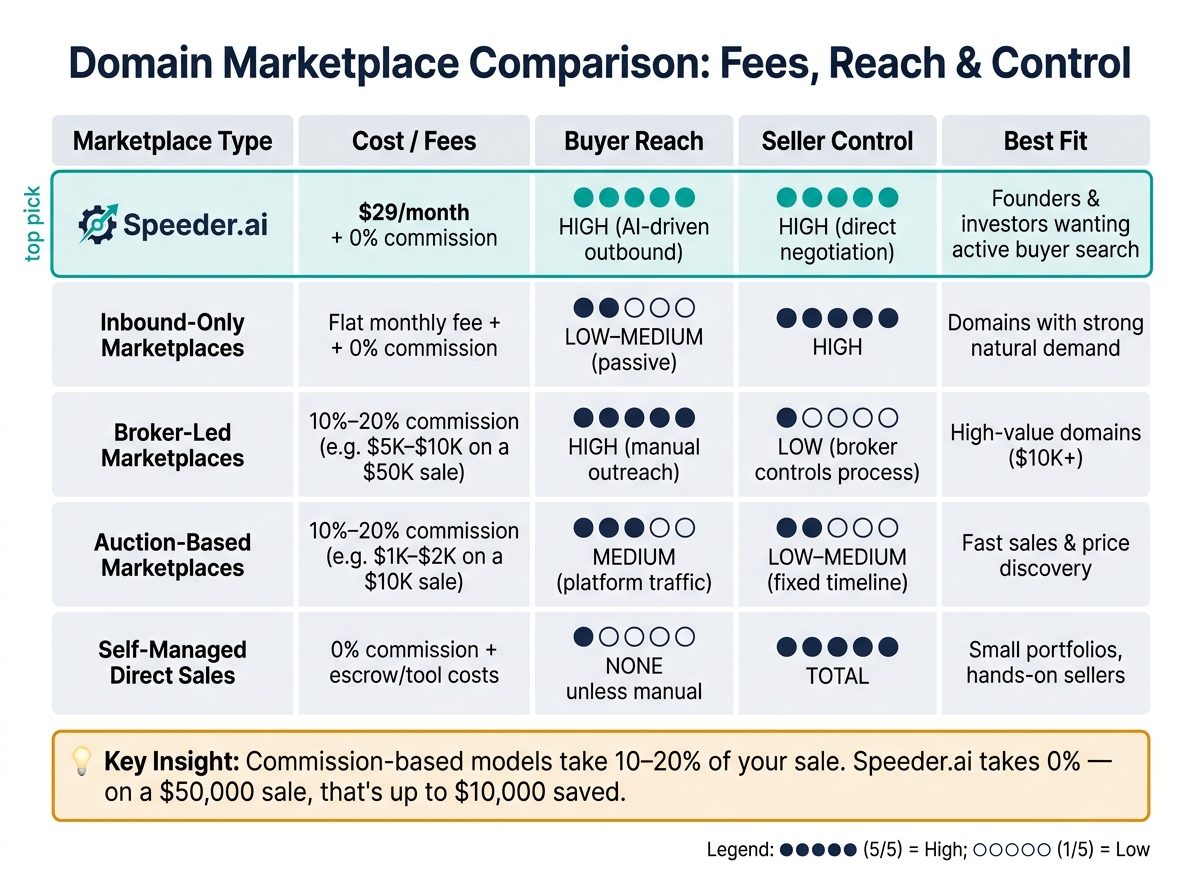 Domain Marketplace Comparison: Fees, Reach & Control