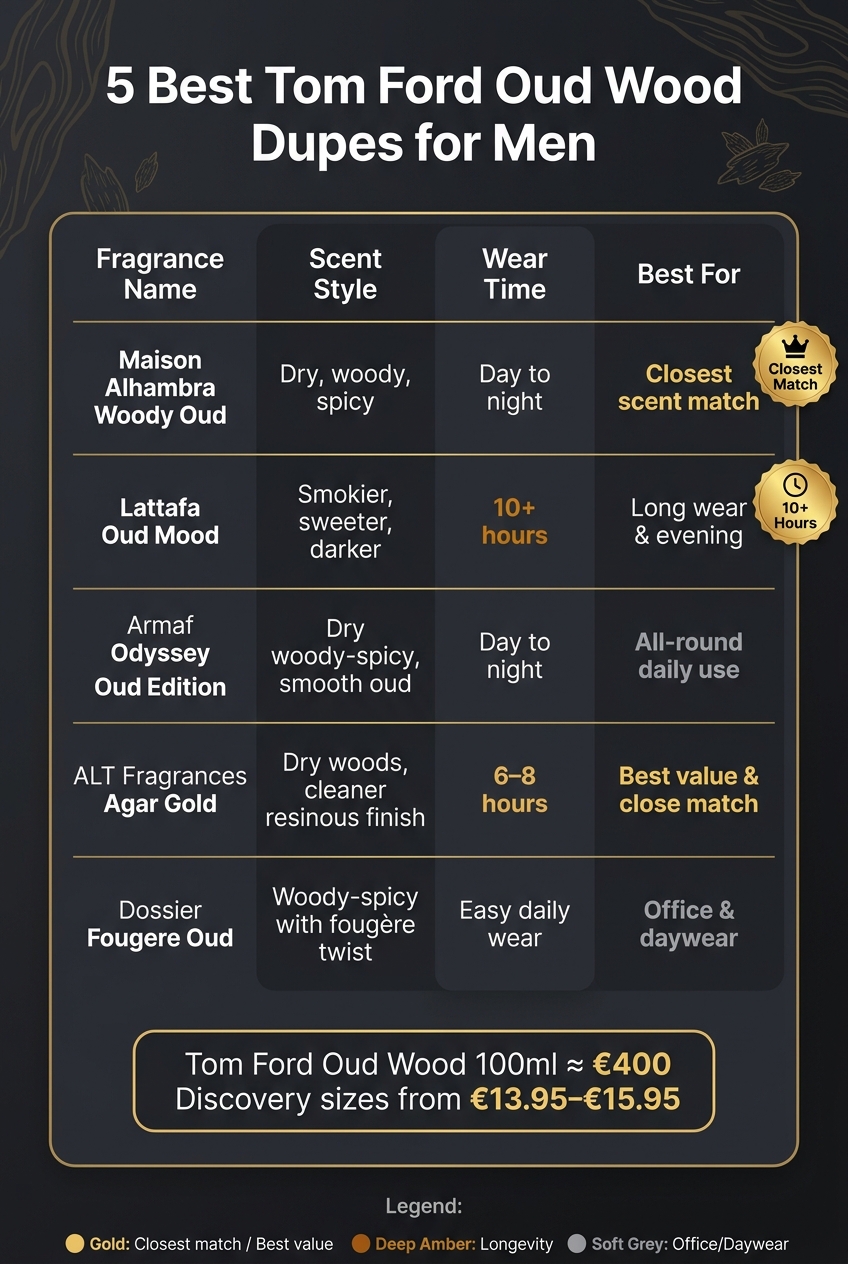 5 Best Oud Wood Dupes for Men: Quick Comparison
