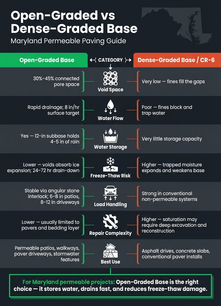 Open-Graded vs Dense-Graded Base: Maryland Permeable Paving Guide