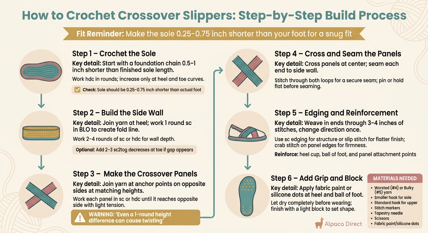 How to Crochet Crossover Slippers: Step-by-Step Build Process