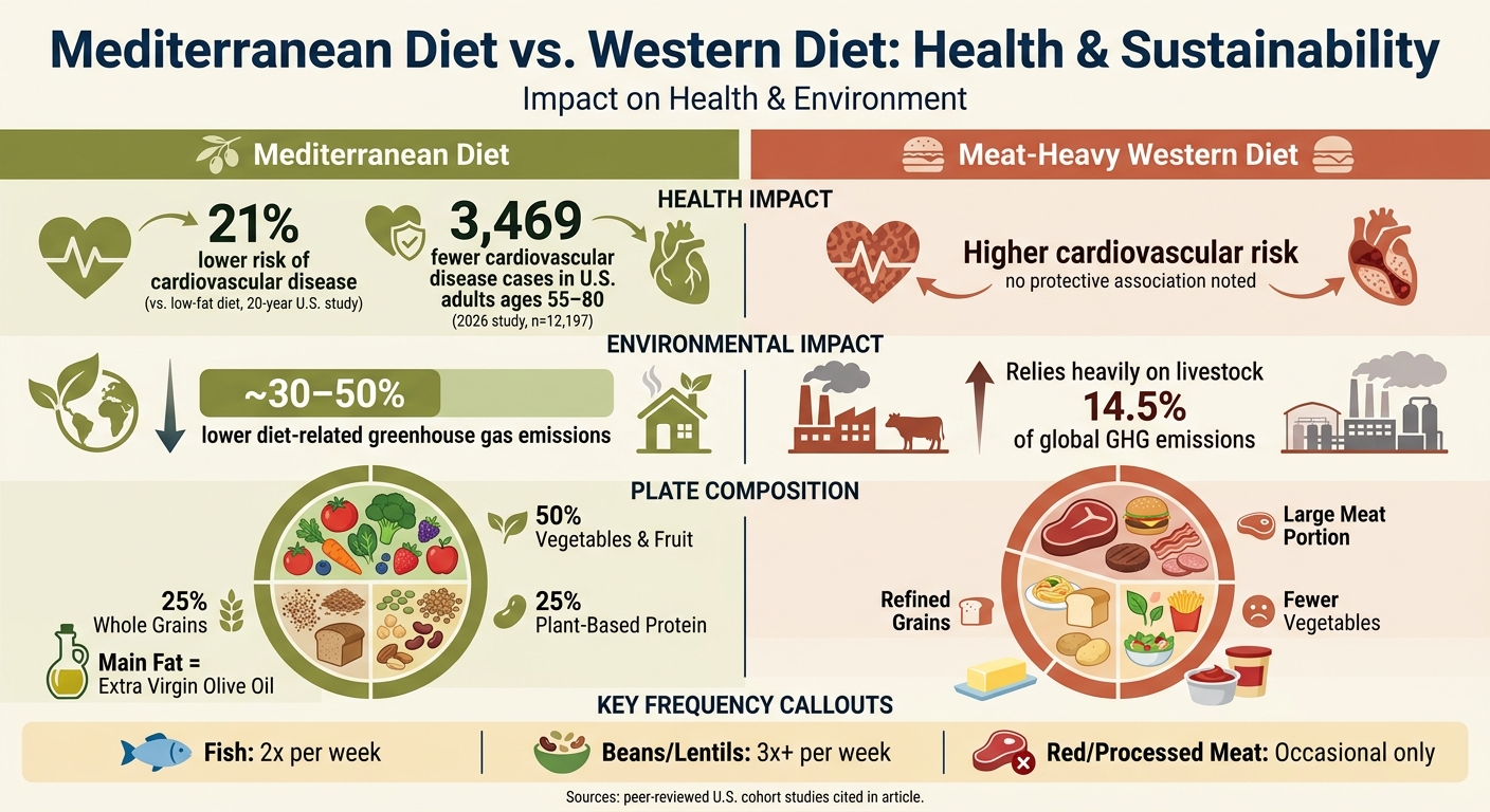 Mediterranean Diet vs. Western Diet: Health & Sustainability Stats