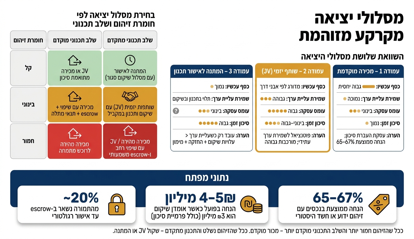 מסלולי יציאה מקרקע מזוהמת: השוואה לפי חומרת זיהום ושלב תכנוני
