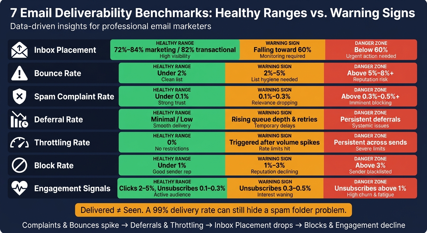 7 Email Deliverability Benchmarks: Healthy Ranges vs. Warning Signs