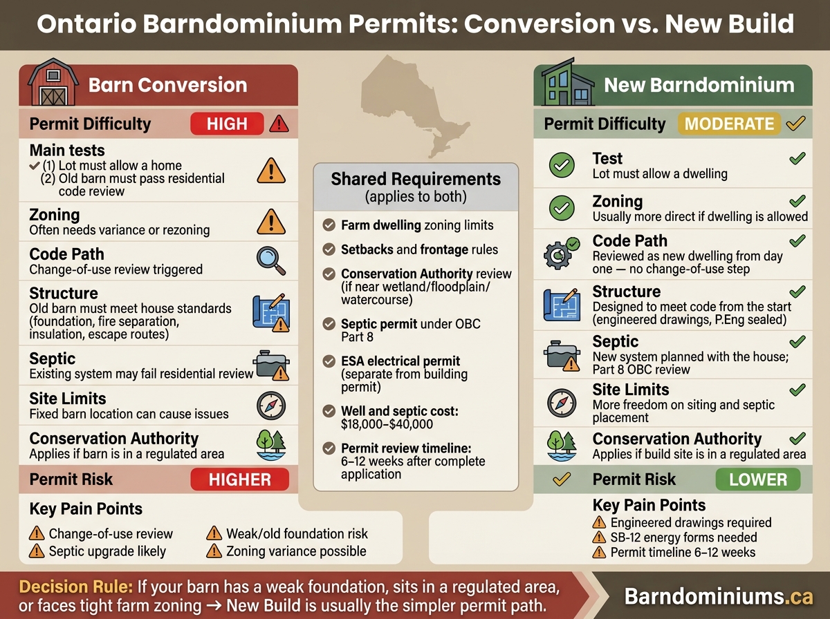 Ontario Barndominium Permits: Conversion vs New Build Side-by-Side