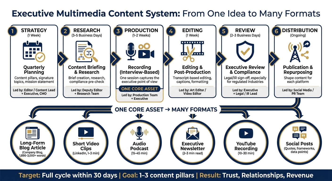Executive Multimedia Content System: From One Idea to Many Formats