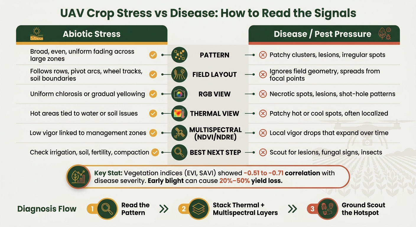 UAV Crop Stress vs Disease: How to Read the Signals