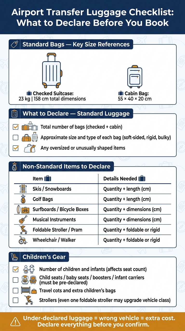 Airport Transfer Luggage Checklist: What to Declare Before You Book