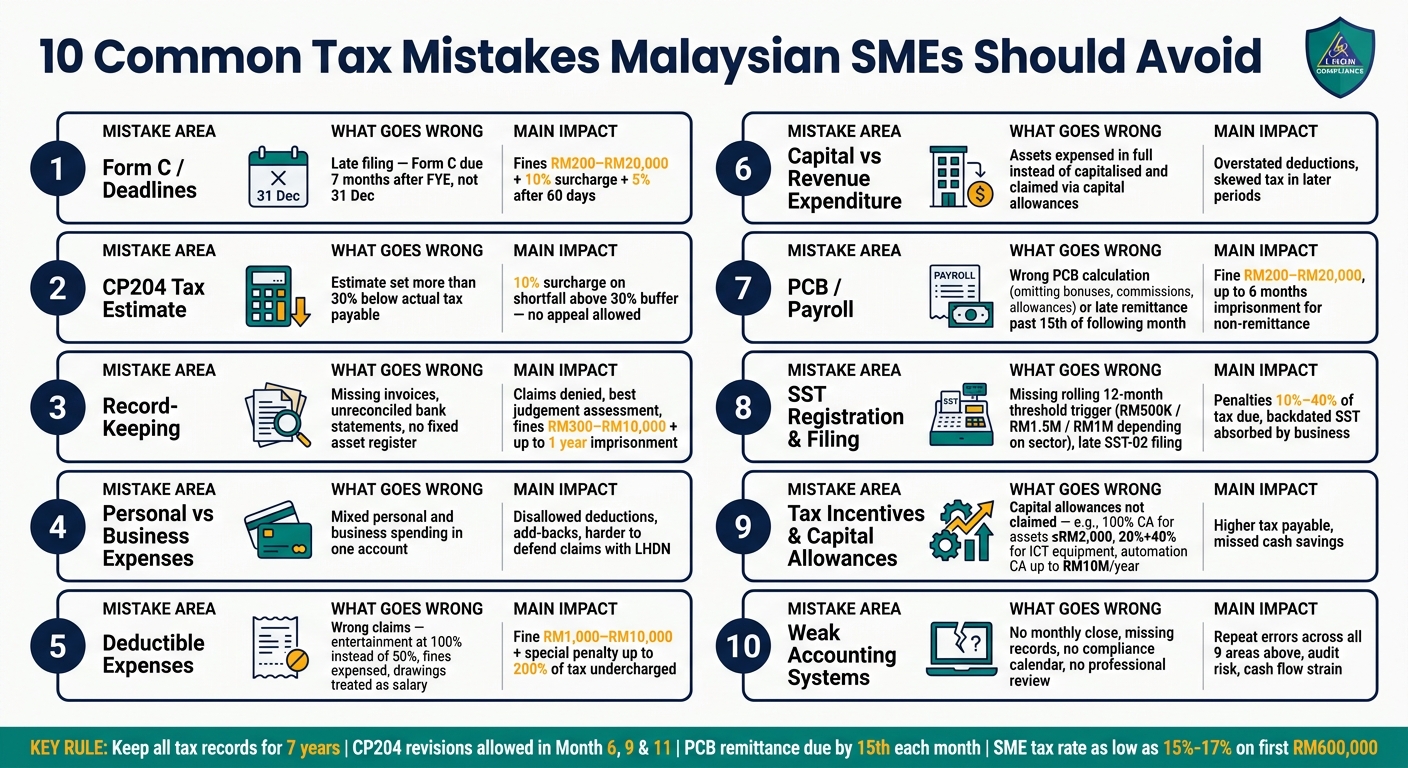 10 Common Tax Mistakes Malaysian SMEs Should Avoid: Quick Reference Guide