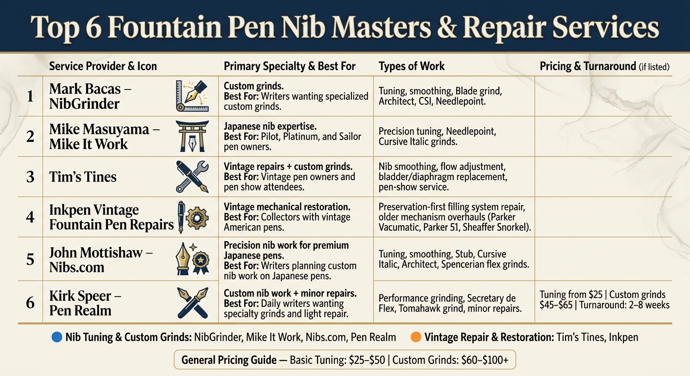 Top 6 Fountain Pen Nib Masters & Repair Services Compared