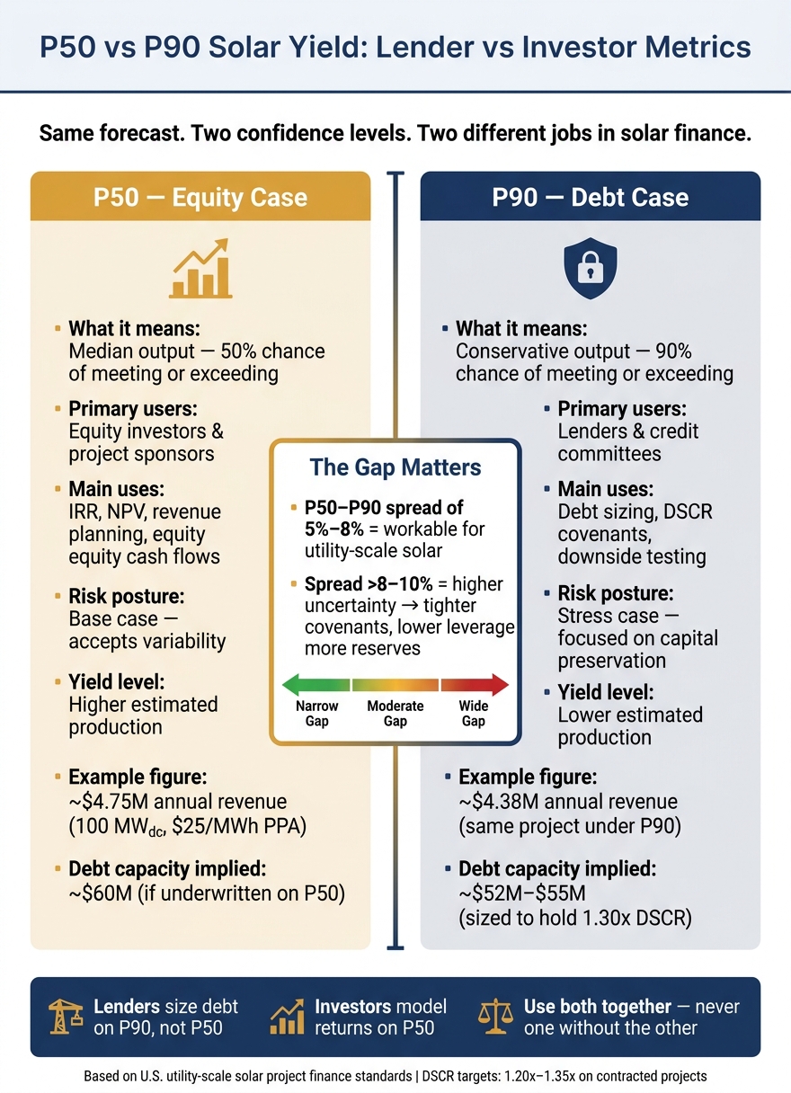 P50 vs P90 Solar Yield: How Lenders and Investors Use Each Metric