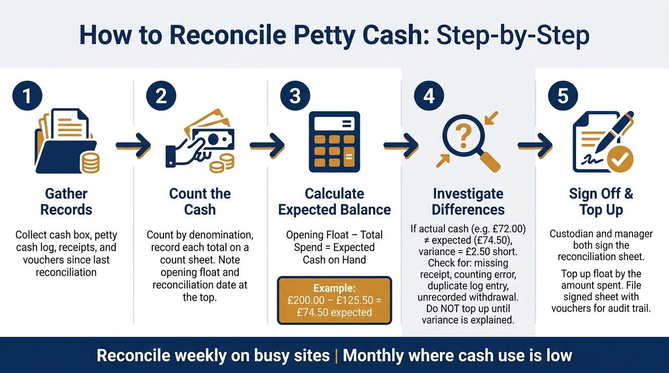 Petty Cash Reconciliation: Step-by-Step Guide for Small Crews