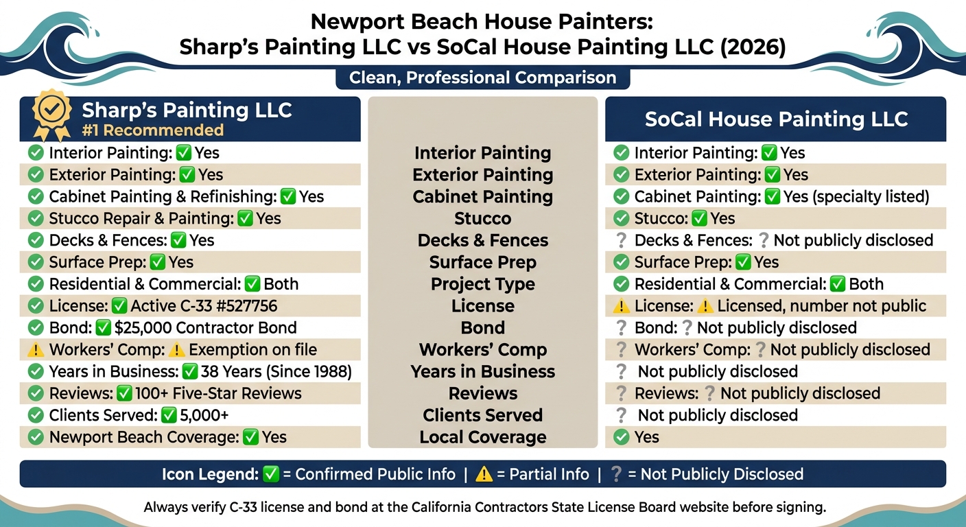 Sharp's Painting LLC vs SoCal House Painting LLC – Newport Beach 2026