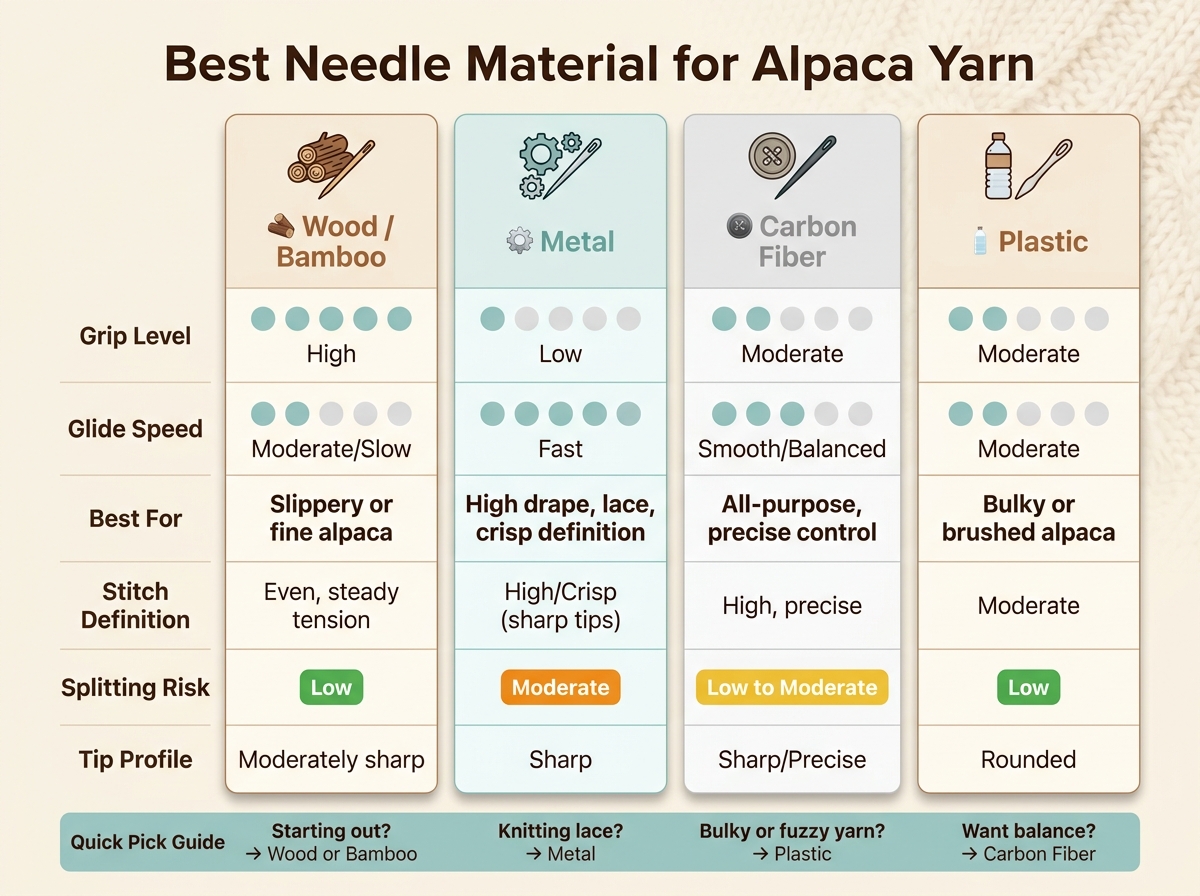 Best Needle Material for Alpaca Yarn: Quick Comparison Guide