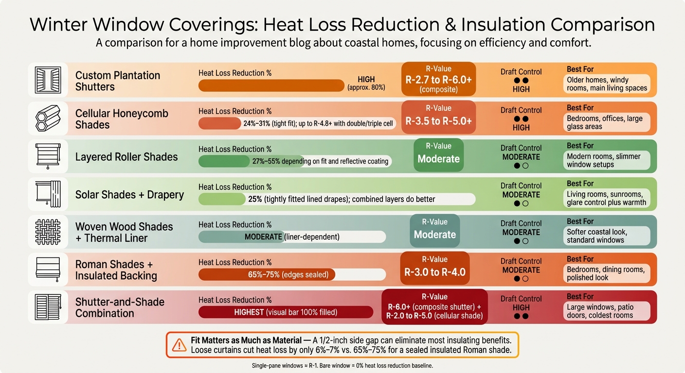 Winter Window Coverings: Heat Loss Reduction & Insulation Comparison