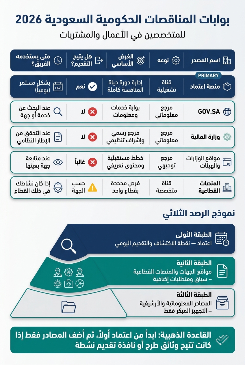 مقارنة بوابات المناقصات الحكومية السعودية 2026
