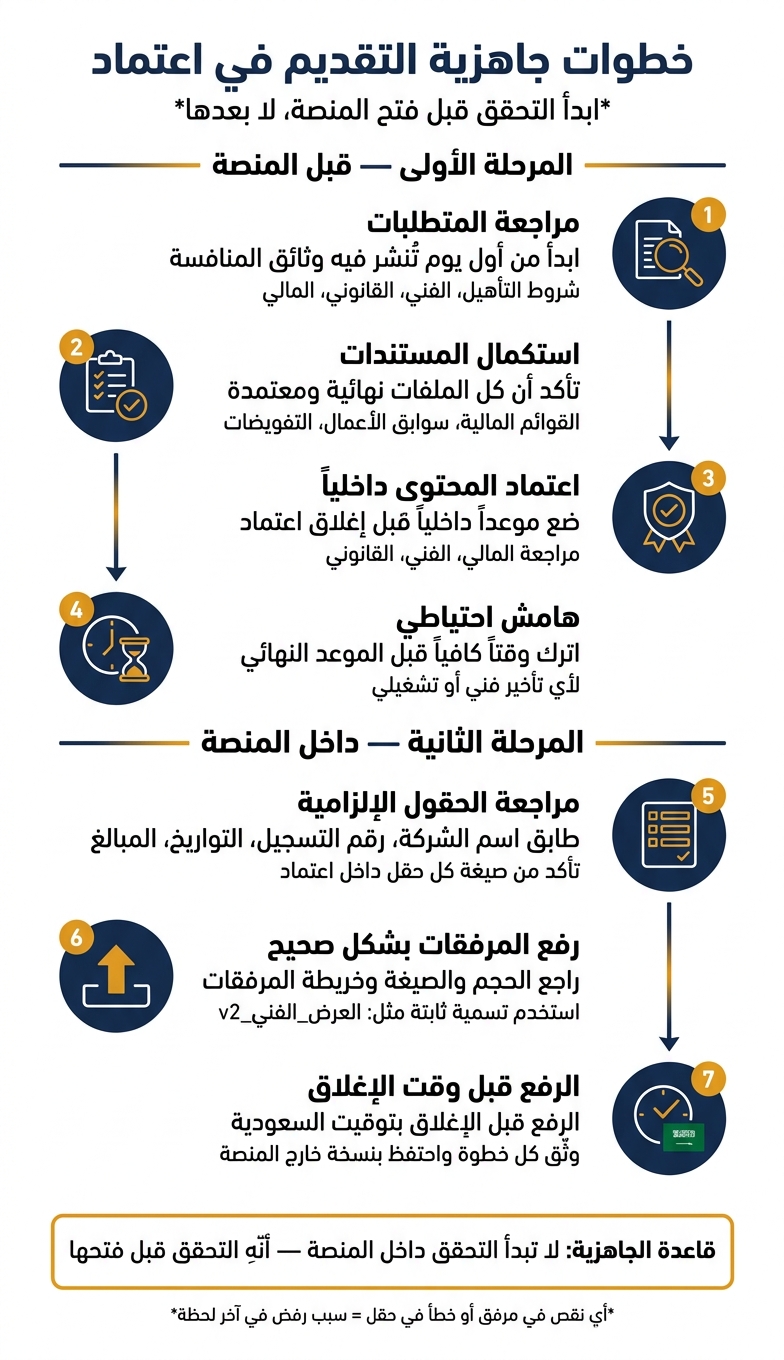 خطوات جاهزية التقديم في اعتماد قبل الإرسال