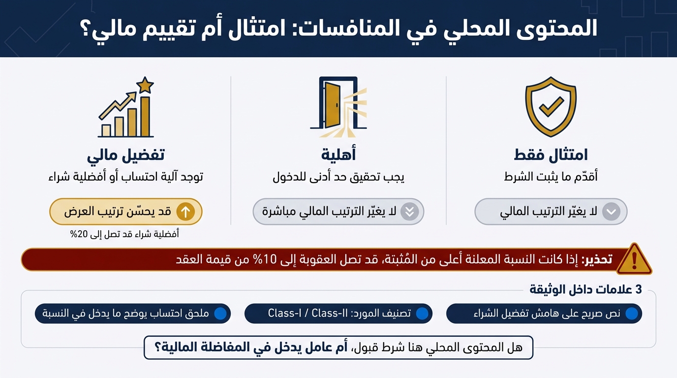 المحتوى المحلي في المنافسات: امتثال أم تقييم مالي؟