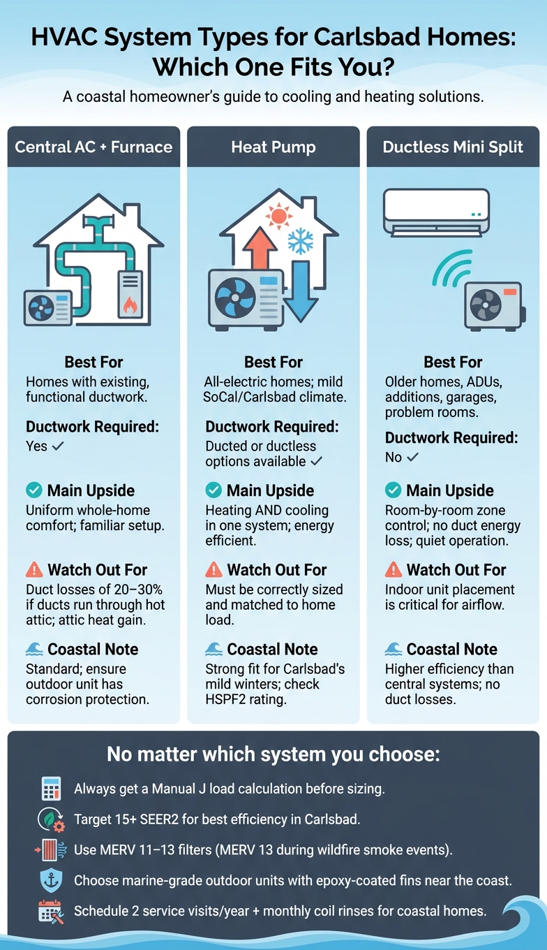 HVAC System Types for Carlsbad Homes: Side-by-Side Comparison