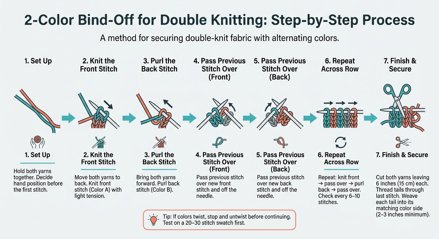 2-Color Bind-Off for Double Knitting: Step-by-Step Visual Guide