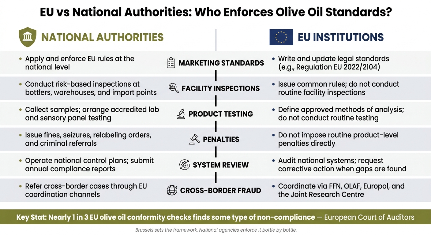 EU vs National Authorities: Who Enforces Olive Oil Standards?