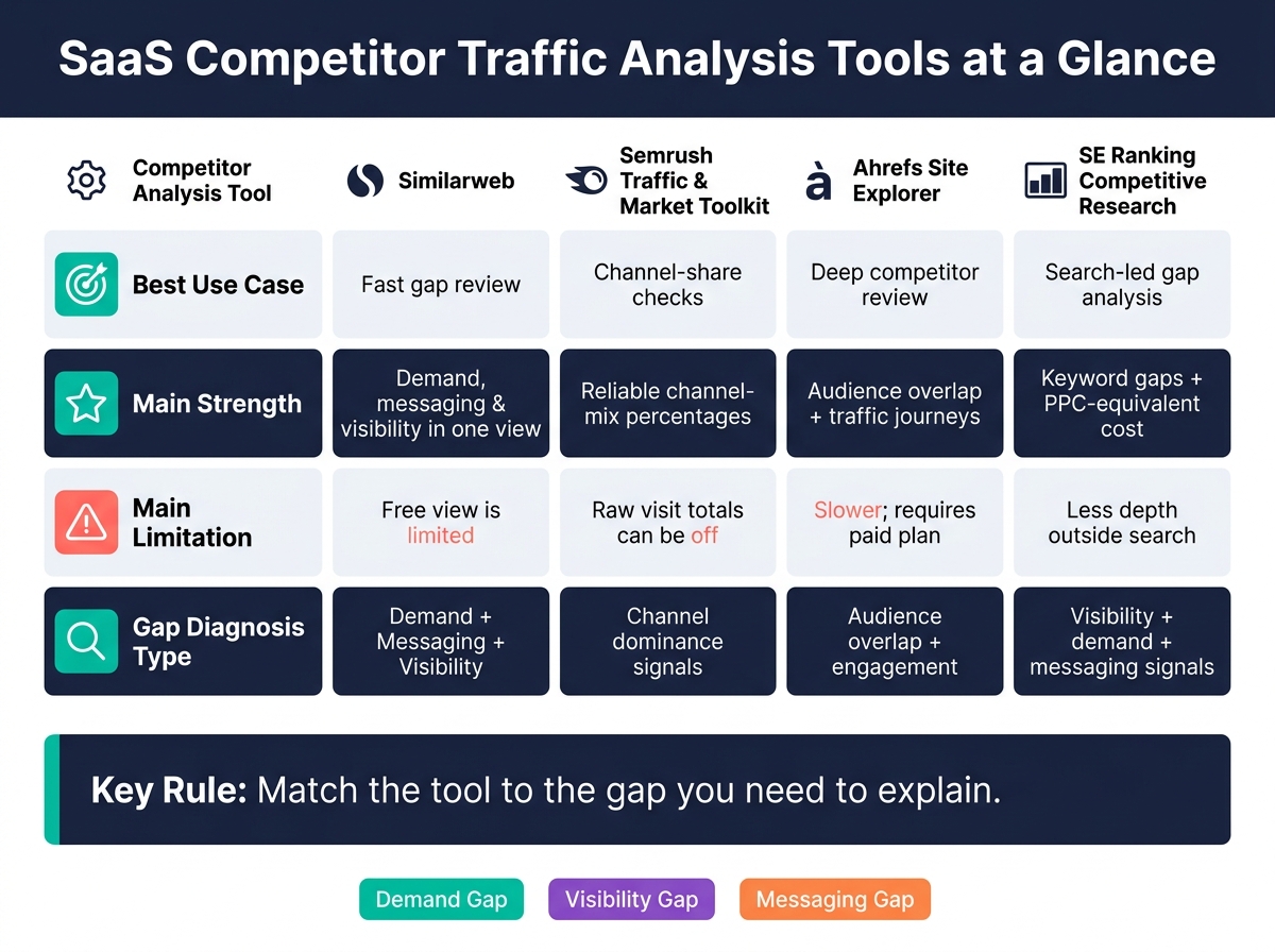 SaaS Competitor Traffic Analysis Tools: Side-by-Side Comparison