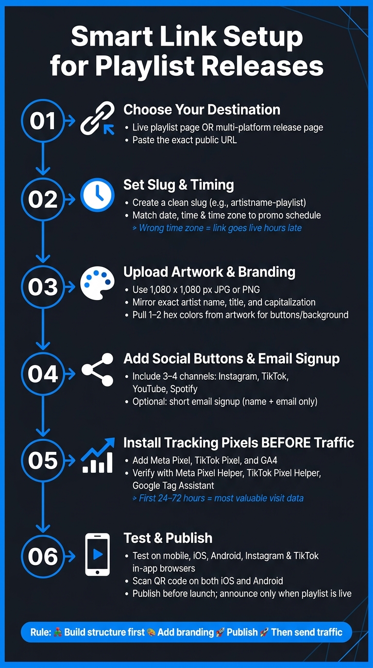 Smart Link Setup for Playlist Releases: 6-Step Checklist