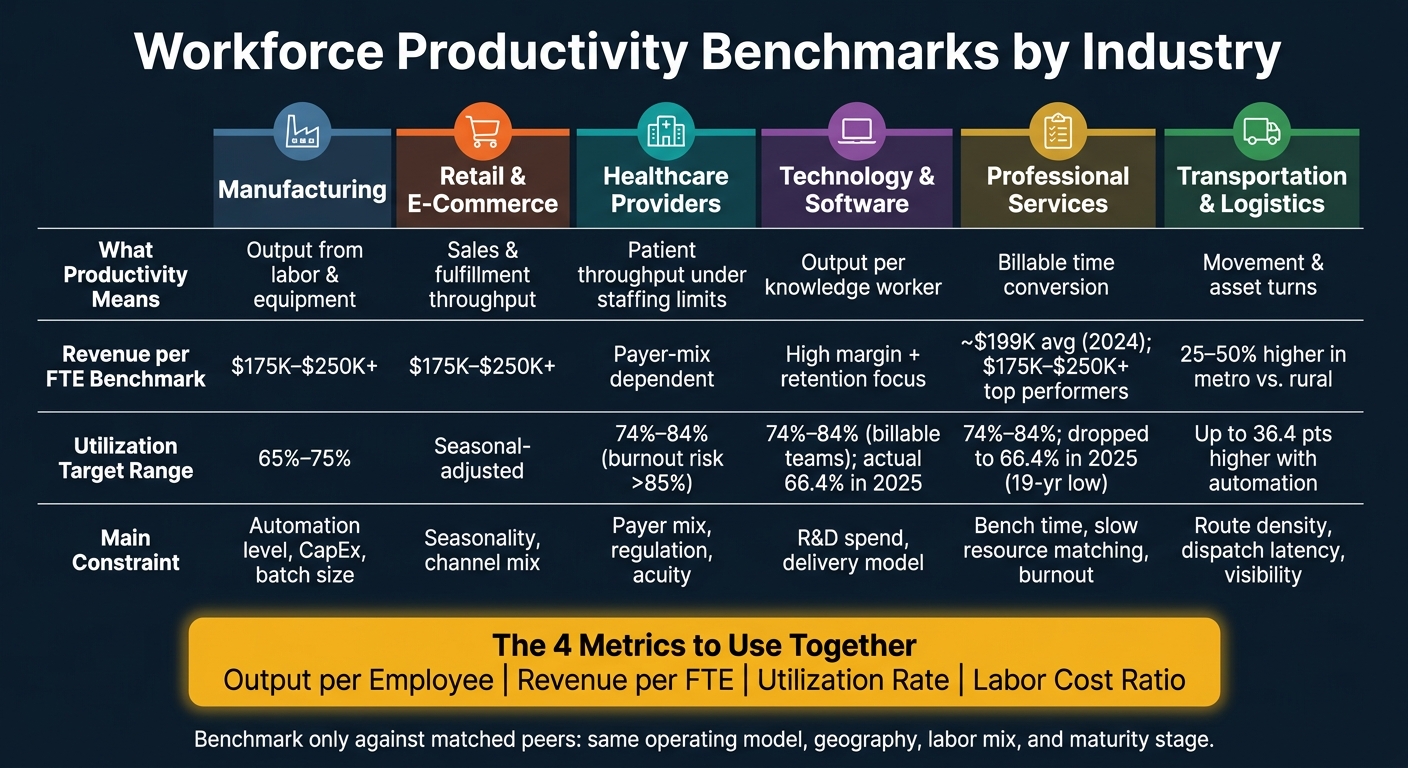 Workforce Productivity Benchmarks by Industry: Key Metrics at a Glance