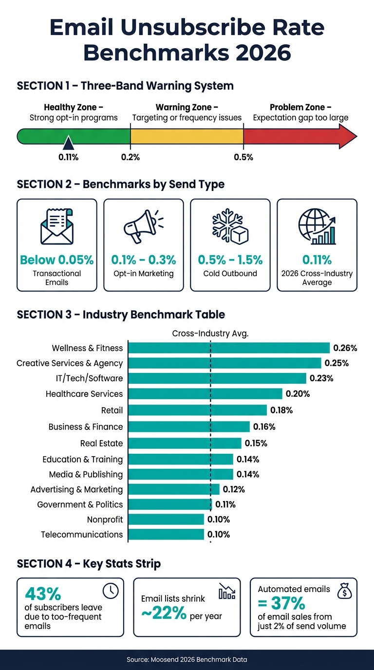 Email Unsubscribe Rate Benchmarks 2026: Industry Averages & Warning Zones