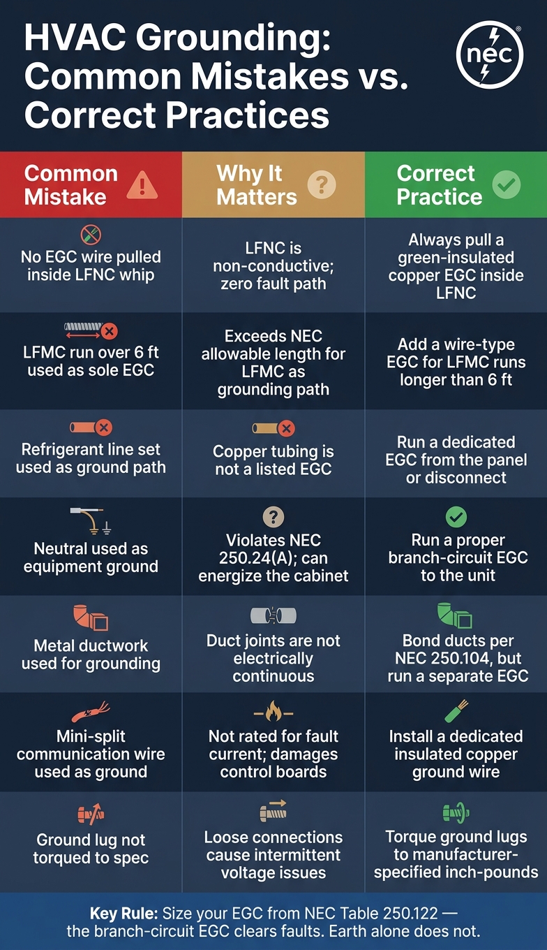 HVAC Grounding: Common Mistakes vs. Correct Practices (NEC Guide)
