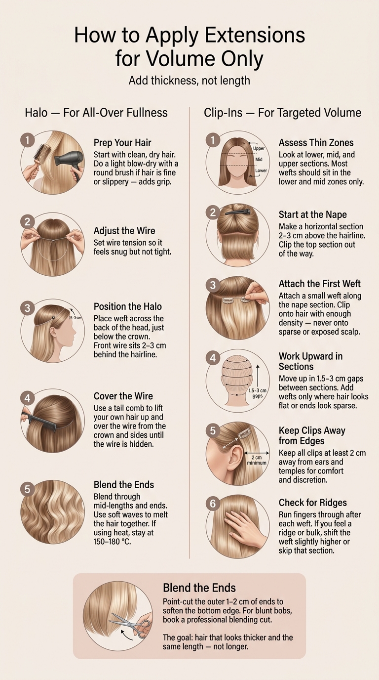 How to Apply Clip-In Extensions for Volume Only (Step-by-Step)