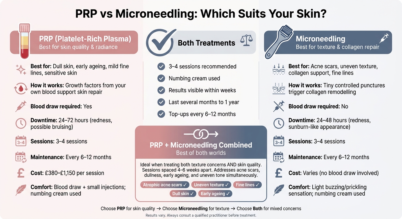 PRP vs Microneedling: Side-by-Side Comparison