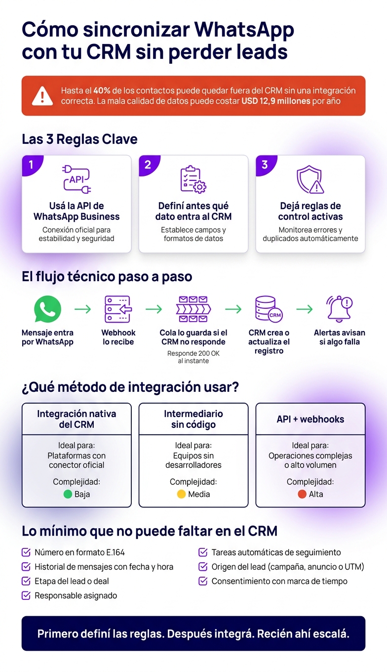 Cómo sincronizar WhatsApp con tu CRM sin perder leads
