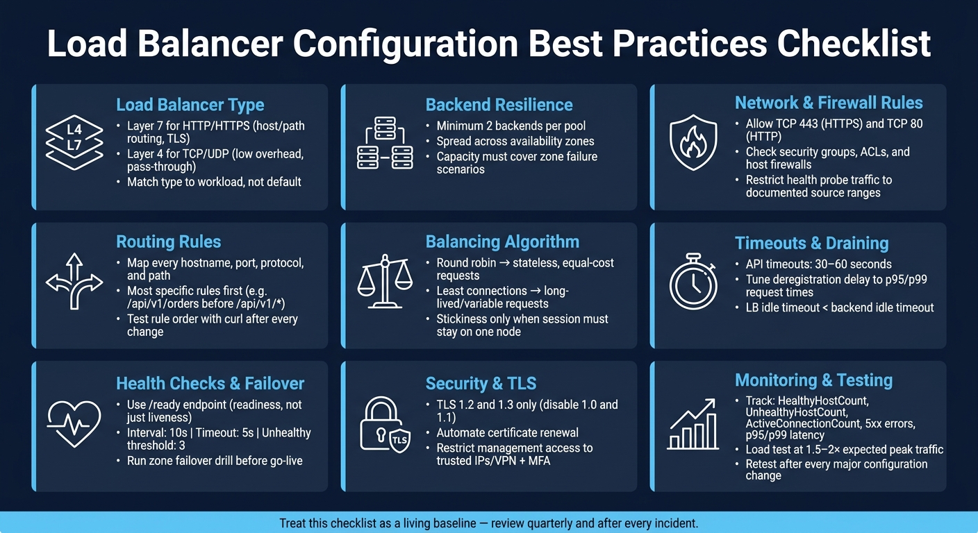 Load Balancer Configuration Checklist: 9 Critical Check Areas