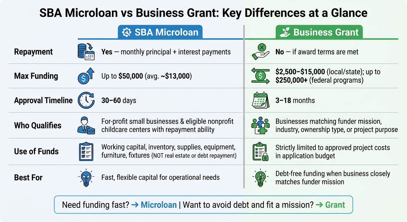 SBA Microloan vs Grant: Side-by-Side Comparison