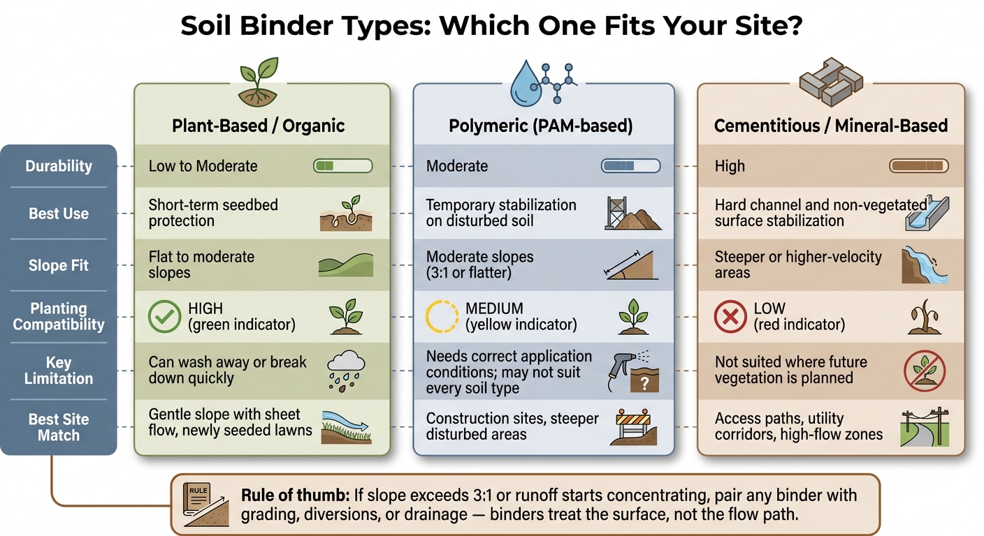 Soil Binder Types: Which One Fits Your Site?