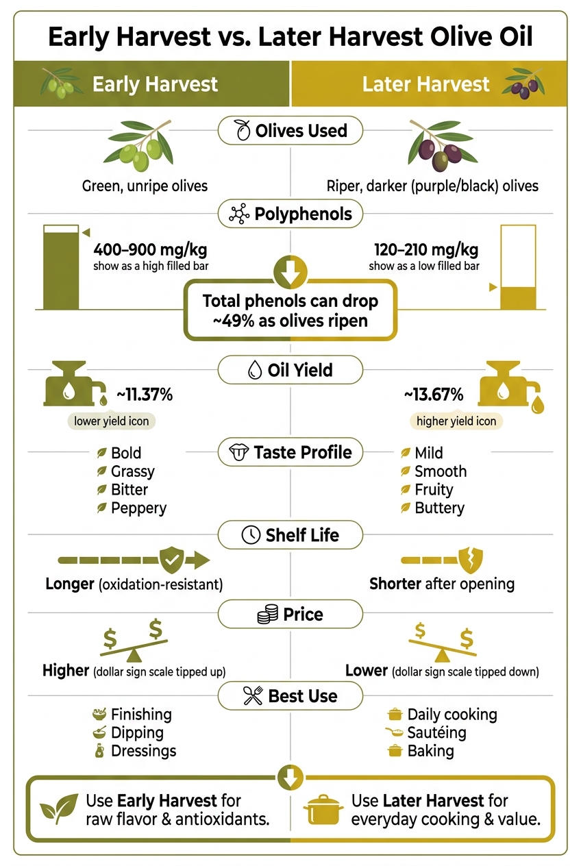 Early Harvest vs. Later Harvest Olive Oil: Key Differences at a Glance
