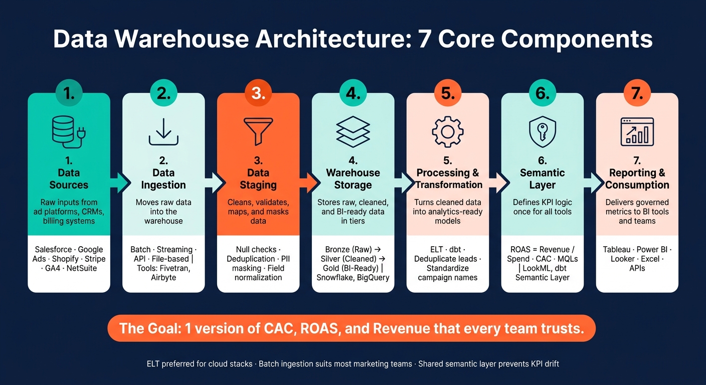 Data Warehouse Architecture: 7 Core Components Explained