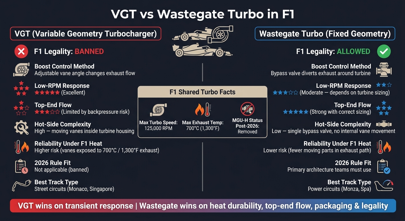 VGT vs Wastegate Turbo in F1: Side-by-Side Breakdown