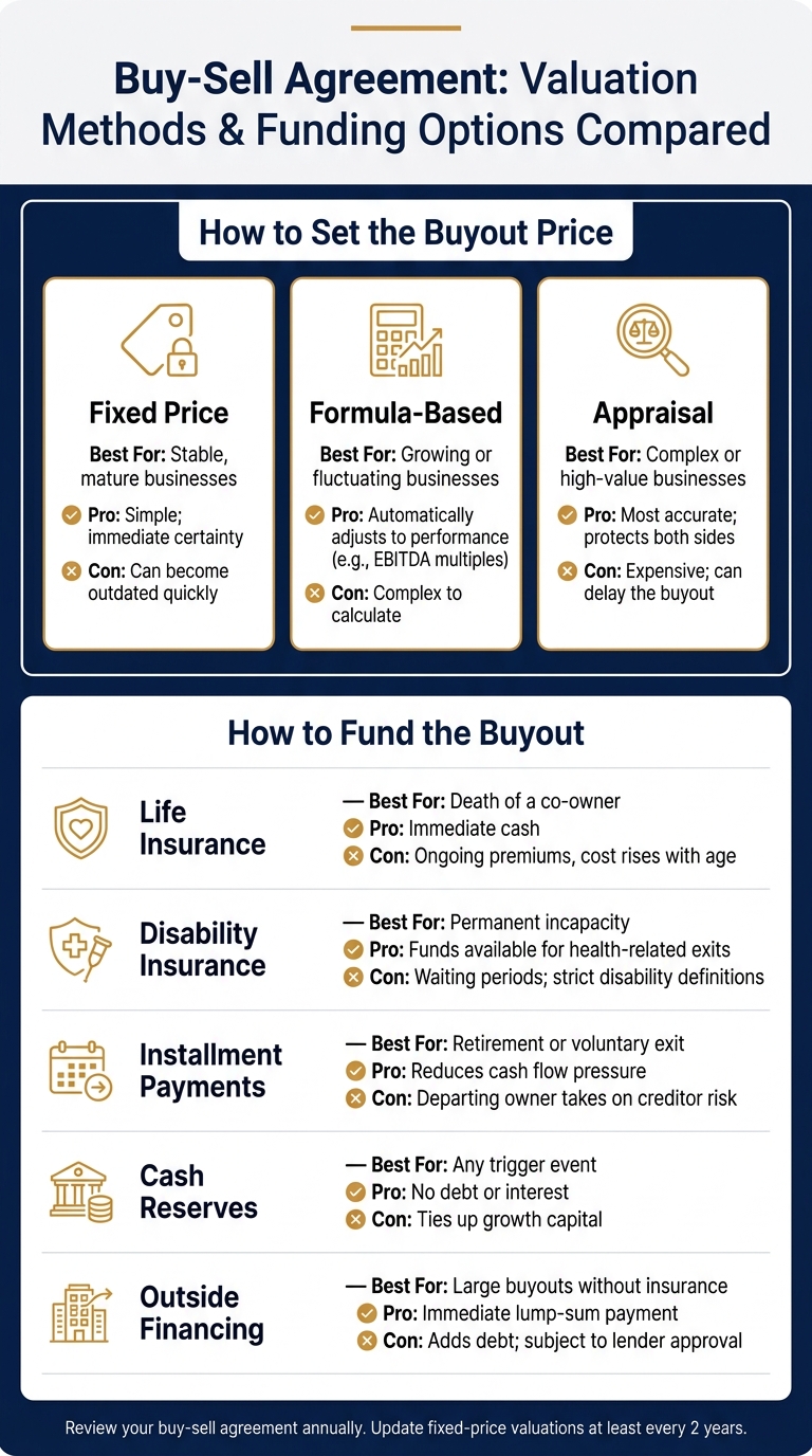 Buy-Sell Agreement: Valuation Methods & Funding Options Compared