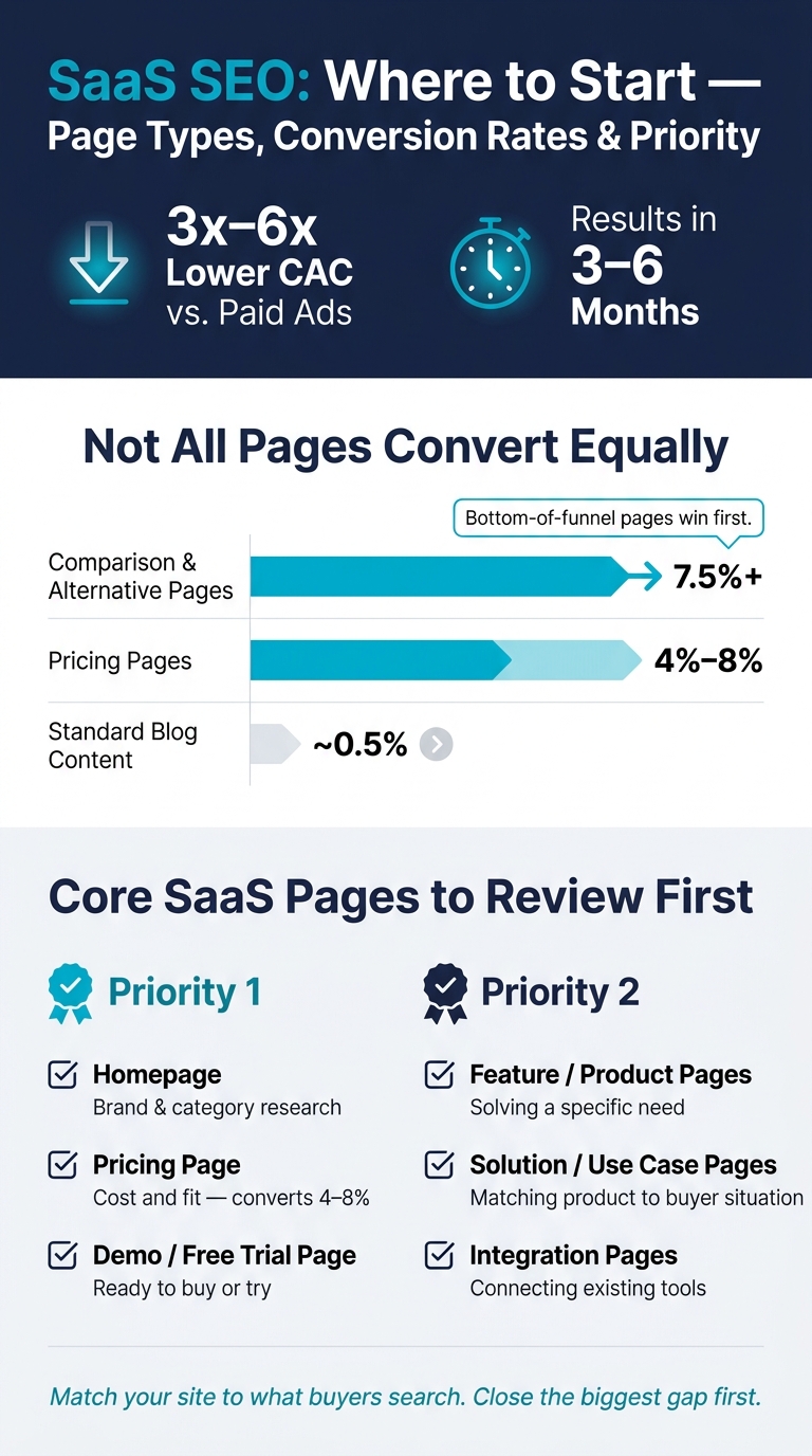 SaaS Page Types: Conversion Rates & SEO Priority